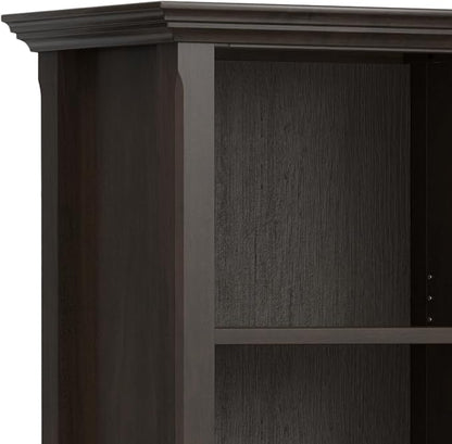 SIMPLIHOME Amherst SOLID WOOD Transitional 5 Shelf Bookcase for The Living, Study Room and Office, 24 inch, Hickory Brown