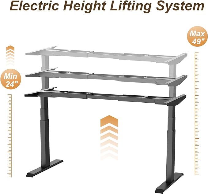 Electric Standing Desk Frame Dual Motor Height Adjustable Desk Motorized Stand Up Desk-Black(Frame Only)