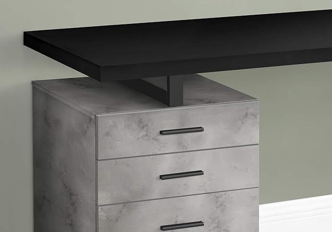 Monarch Specialties I 7647 Computer Desk, Home Office, Laptop, Left, Right Set-up, Storage Drawers, 48" L, Work, Metal, Laminate, Grey, Black, Contemporary