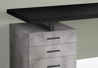 Monarch Specialties I 7647 Computer Desk, Home Office, Laptop, Left, Right Set-up, Storage Drawers, 48" L, Work, Metal, Laminate, Grey, Black, Contemporary
