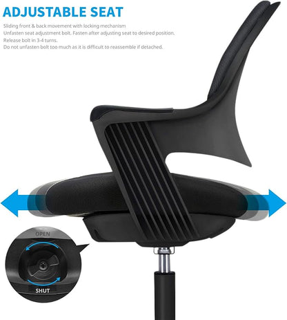 Kids Desk Chair: Ergonomic Kids Computer Chair | Adjustable Kids Office Chair with Wheels & Arms | Study Chair for Girls and Boys - Kids Chair Desk with Wheel Covers (Piano Black)