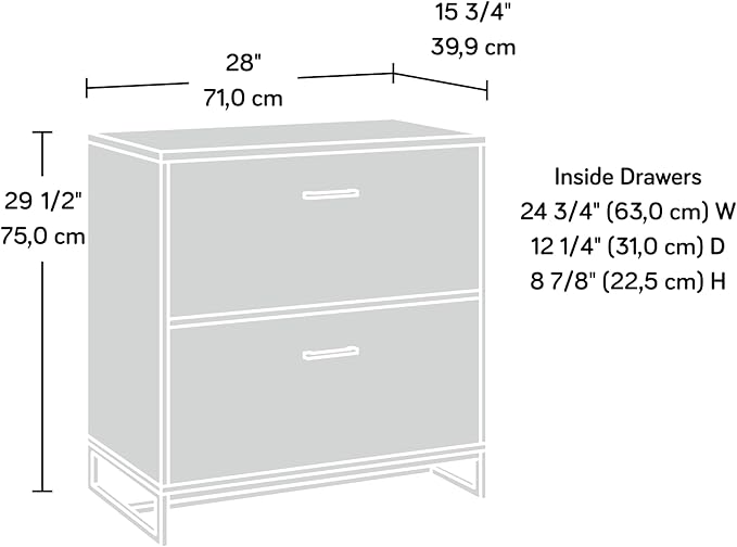 Sauder Tremont Row 2-Drawer Lateral File Cabinet, L: 27.95" x W: 15.71" x H: 29.53", Mystic Oak