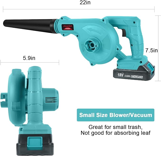 Abeden Cordless Leaf Blower,2-in-1 Electric Handheld Sweeper/Vacuum with 18V 2.0Ah Lithium Battery for Blowing Leaf,Cleaning Dust,Small Trash,Car,Computer Host