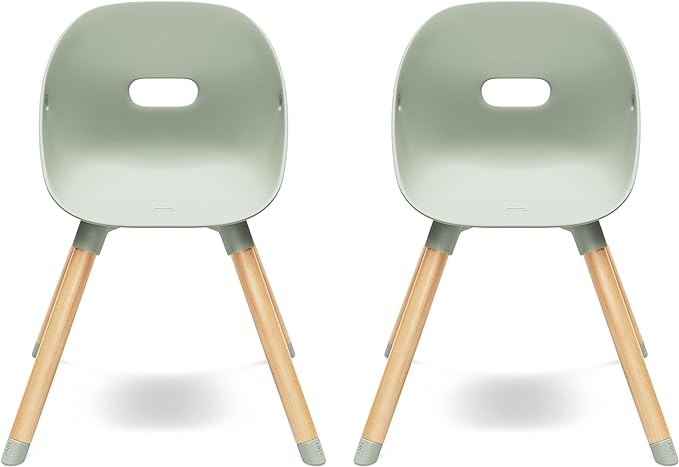 Lalo The Play Chair, Wooden and Non-Toxic Plastic Kids and Toddler Chair - Sturdy Bucket Seat and Easy to Clean Kids Chair with up to 200 lb. Weight Capacity, Set of 2 - Sage