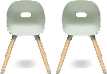 Lalo The Play Chair, Wooden and Non-Toxic Plastic Kids and Toddler Chair - Sturdy Bucket Seat and Easy to Clean Kids Chair with up to 200 lb. Weight Capacity, Set of 2 - Sage