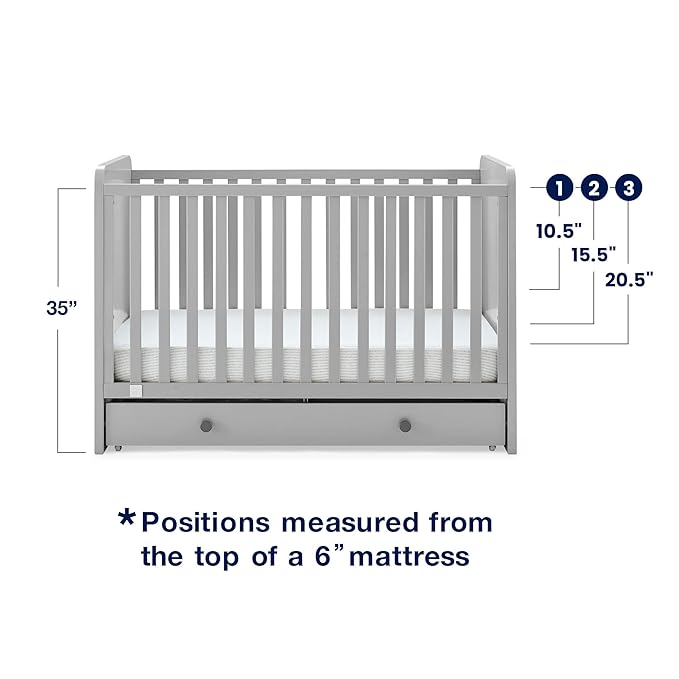GAP babyGap Graham 4-in-1 Convertible Crib with Storage Drawer - Greenguard Gold Certified, Grey/Dark Grey