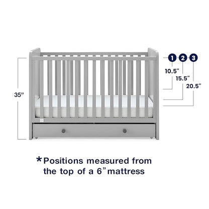 GAP babyGap Graham 4-in-1 Convertible Crib with Storage Drawer - Greenguard Gold Certified, Grey/Dark Grey
