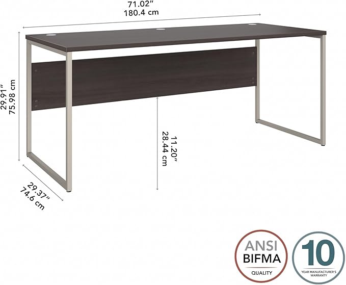 Bush Business Furniture HYD373SG Hybrid 72-Inch Computer Table Desk with Metal Legs, Storm Gray