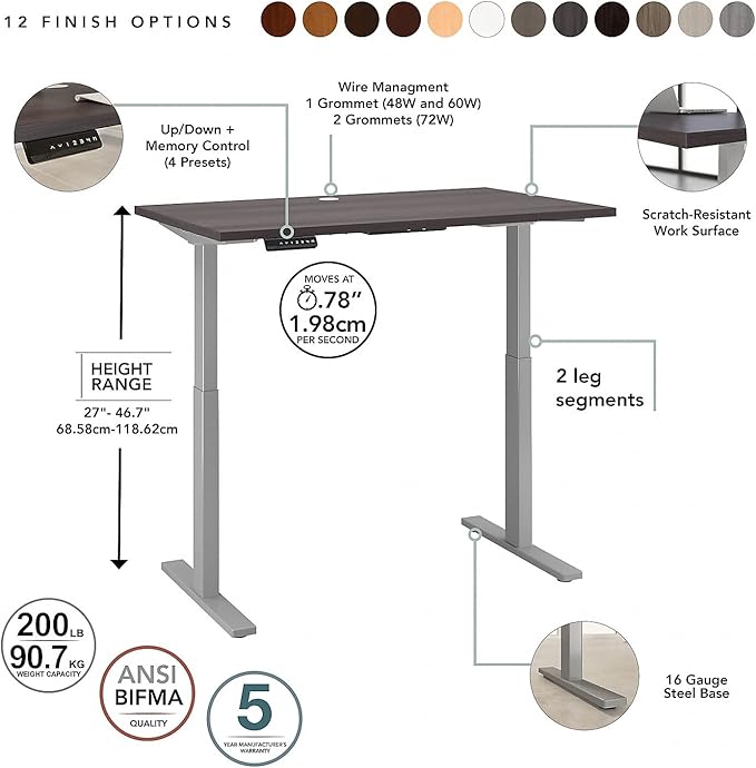60W x 30D Height Adjustable Standing Desk