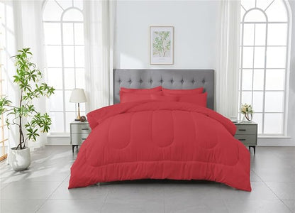 3 Piece Solid Color All Season Bedding Comforter Set Microfiber Soft Lightweight Bedding Set for Kids Teens Adults Room Decor with 1 Comforter and 2 Pillowcases Twin