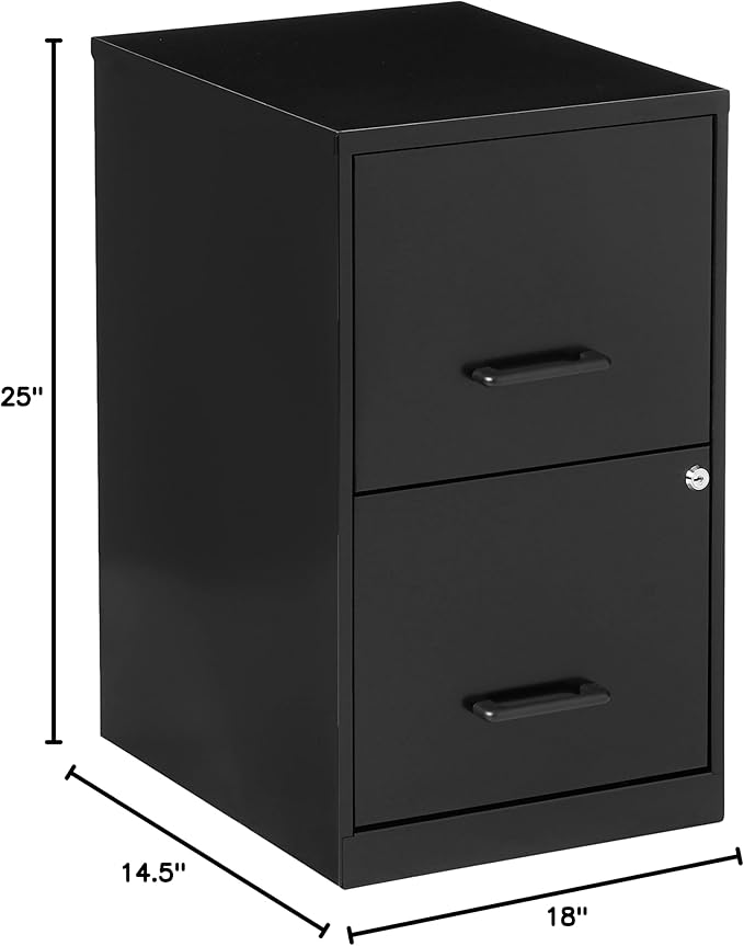 Lorell 14341 18 Deep 2-Drawer File Cabinet, Black