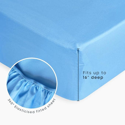Wake In Cloud - Dinosaur Bedding Set for Boys, Cute Colorful Dinosaur Comforter Set with Sheets, 5 Pieces Kids Bed in a Bag, White Blue, Twin Size