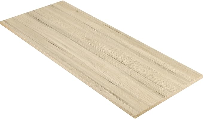 Kaboon Universal Tabletop 55"x23.62" Solid One-Piece Melamine Table Top, Double Desk L-Desk DIY, Home and Office Countertop, Oak