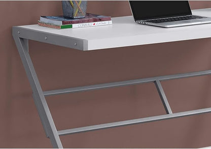 Monarch Specialties Simple Modern Study Laptop Table for Home & Office Computer Desk-Z-Shaped Metal Leg, 48" L, White