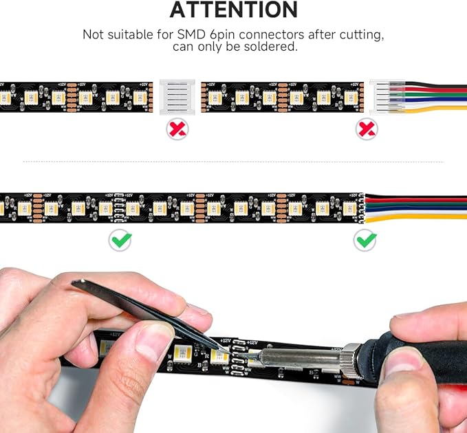 BTF-LIGHTING RGBCCT 5 Colors in 1 LED Tape Lights 5050SMD RGBWW RGB+Dimmable Color Temperature 2700K-6500K 16.4ft 96LED/m 480LED IP65 DC12V Black PCB for Home Decoration(No Adapter or Controller)
