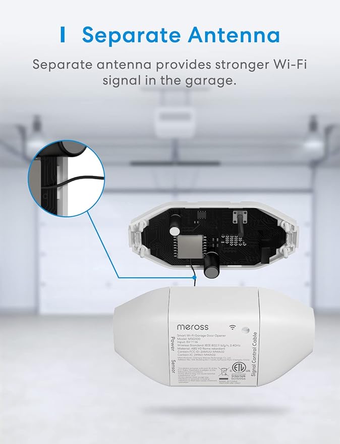 Smart WiFi Garage Door Opener Remote, App Control, Works with Alexa, Google Assistant and SmartThings, No Hub Needed
