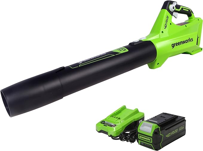 Greenworks 40V (120 MPH / 450 CFM) Axial Blower, 4.0Ah USB Battery (USB Hub) and Charger Included