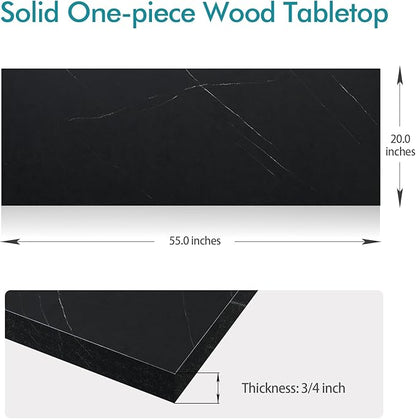 Kaboon Universal Tabletop 55"x20", Solid One-Piece Melamine Table Top, Double Desk L-Desk DIY, Home and Office,Cloud Atlas/Black Marble