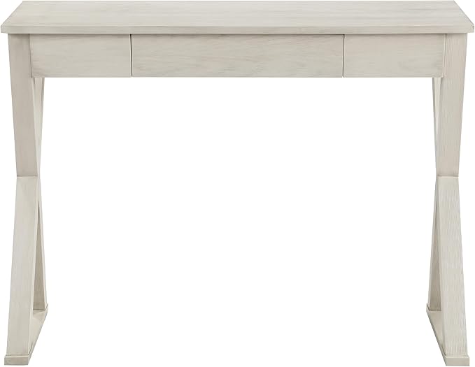 OSP Home Furnishings Marna Modern Writing Home Office Desk with Drawer, Weathered White Finish