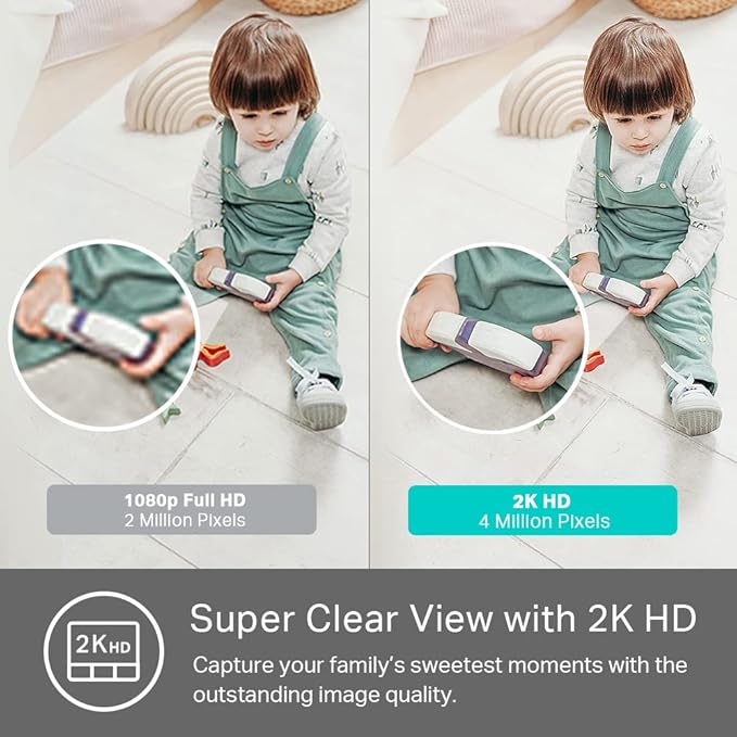 Kasa Smart 2K QHD Indoor Security Camera, Person/Baby Crying/Motion Detection, 2-Way Audio, 30Ft. Night Vision, Cloud/SD Card Storage(Up to 256 GB), Works with Alexa & Google Home (KC400)