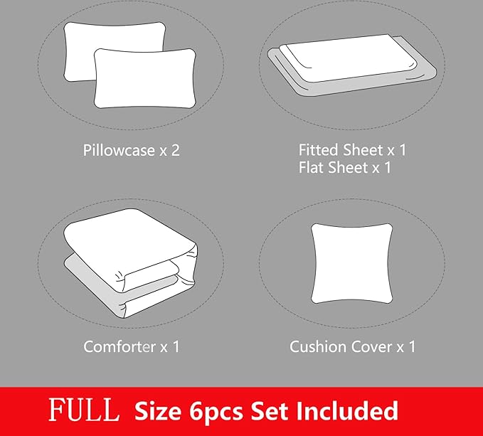 6 Pieces Bed in A Bag Gamer Bedding Set for Boys Kids Adult Gaming Comforters Set,Boys Bed in A Bag Set Full Size Comforter with Fitted Shee Flat Sheet Pillowcase pillowsham,DJT5002Full