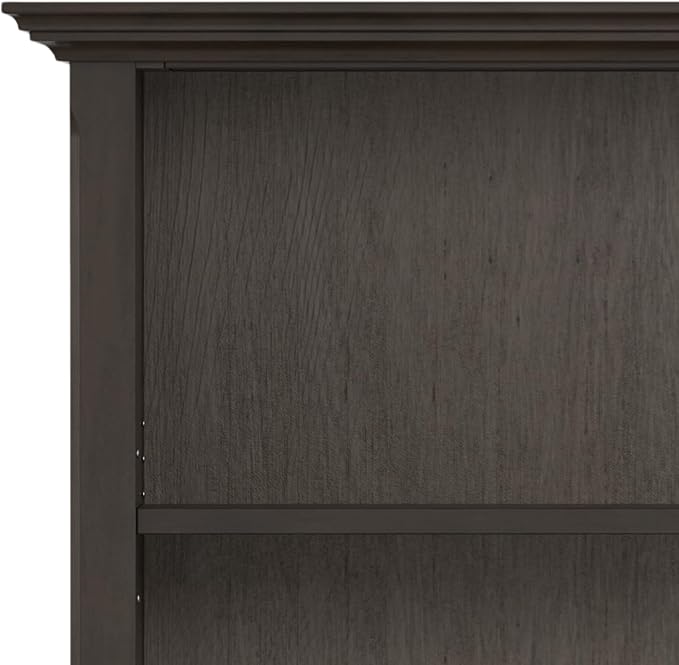 SIMPLIHOME Amherst SOLID WOOD Transitional 5 Shelf Bookcase for The Living, Study Room and Office, 36 inch, Hickory Brown