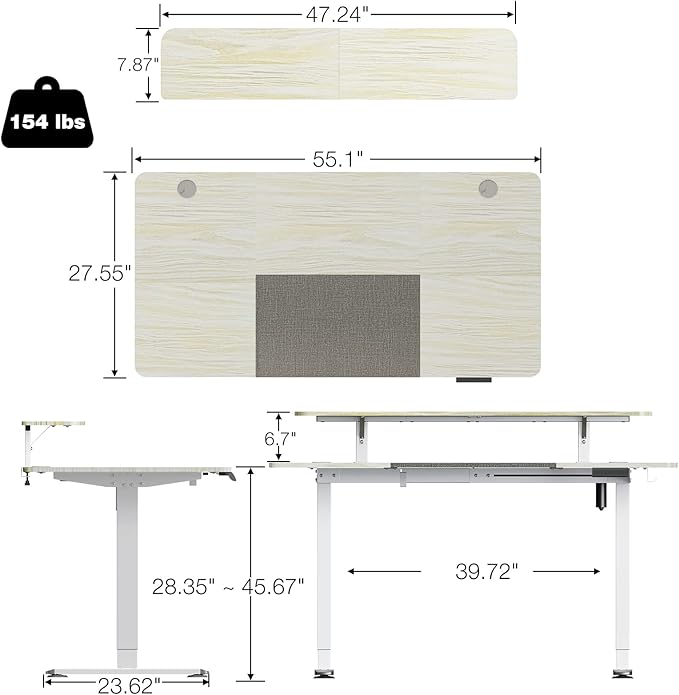 WOKA 55 x 28 Inch Electric Standing Desk with Wheels, Height Adjustable Stand up Desk with a Monitor Stand Riser, Standing Computer Desk with Memory Controllers, Adjustable Desks for Home Office