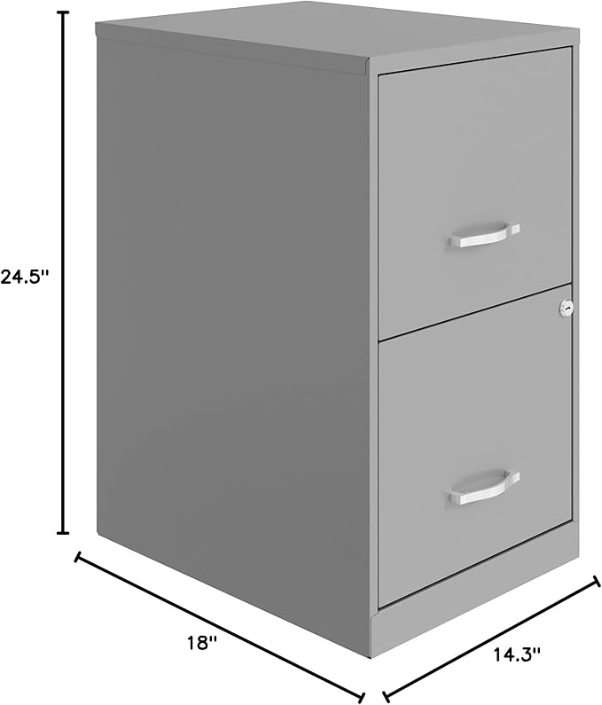 Lorell LYS SOHO 18" 2-Drawer File Cabinet, Silver