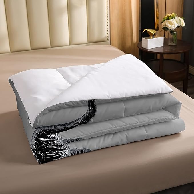 Highland Cow Bedding Set King Size Grey Bull Cattle Comforter Set Funny Farmhouse Wildlife Animal Duvet Set for Kids Boys Girls Teens Western Cowboy Style Down Comforter Adult Bedroom Decor