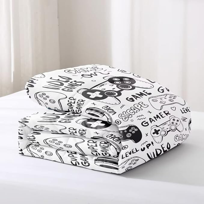 Gaming Comforter for Boys Teens,Game Bedding Sets Full,Kids Gamer Comforter Set,Video Game Bedroom Decor,Gamepad Controller Duvet Insert All Season 3 Piece 1 Comforter and 2 Pillowcases