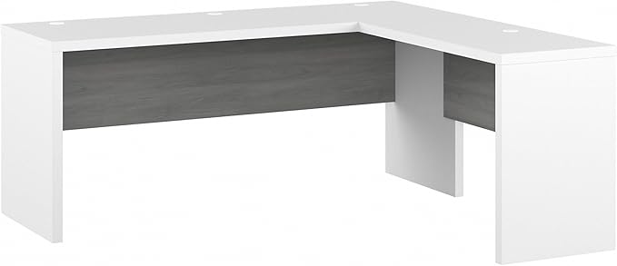 Bush Business Furniture Echo L Shaped Computer Desk, 72W, Pure White and Shiplap Gray