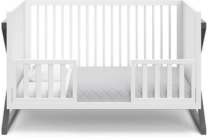 Storkcraft Equinox 3-in-1 Convertible Crib (Gray) – Easily Converts to Toddler Bed and Daybed, 3-Position Adjustable Mattress Support Base, Modern Two-Tone Design for Contemporary Nursery