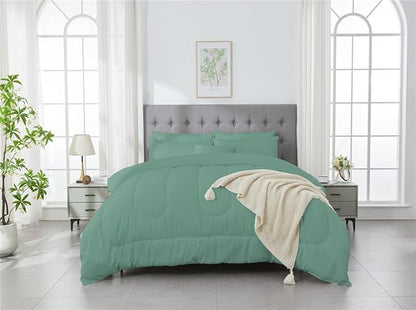 3 Piece Solid Color All Season Bedding Comforter Set Microfiber Soft Lightweight Bedding Set for Kids Teens Adults Room Decor with 1 Comforter and 2 Pillowcases King