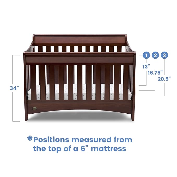 Delta Children Bentley S Series 4-in-1 Crib, Chocolate + Serta Perfect Slumber Dual Sided Recycled Fiber Core Crib and Toddler Mattress (Bundle)