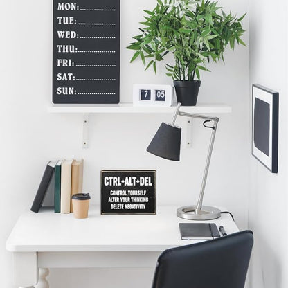 Creoate Home Office Desk Black Decor - Inspirational Farmhouse Wooden Box Sign - Cubicle Decor or Desk Decor for Women - Cute Desk Accessories - Encouragement Gifts