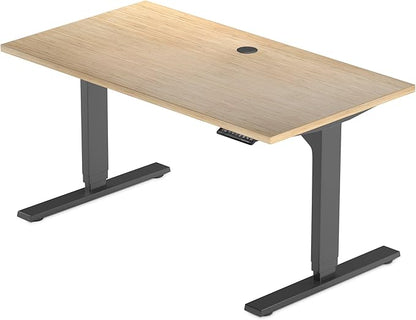 Standing desk bamboo, dual motor stand up desk adjustable height electric 48x30 - Bamboo Light Matte, Black Frame