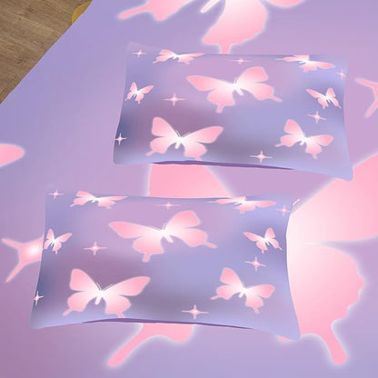 Tailor Shop Butterfly Comforter Sets Full Size,Purple Pink Butterfly Bedding Sets for Girls Kids Teens with 2 Pillowcase…
