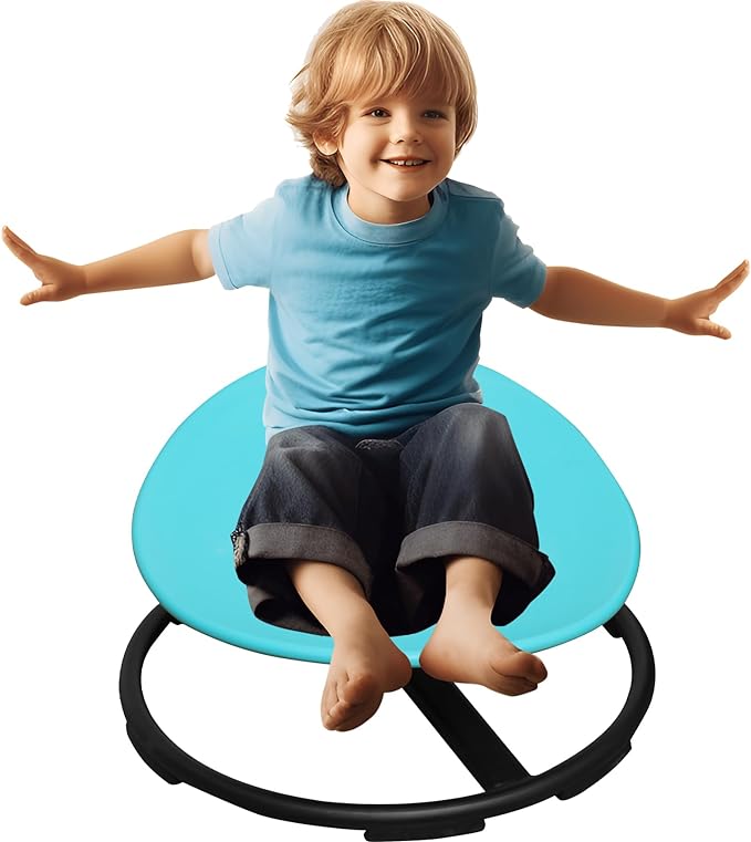 MIV Kids Sensory Swivel Chair, Autism Kids Swivel Chair, Sensory Spin Chair, Metal Base, Non-Slip Design, Blue, Assembly Required