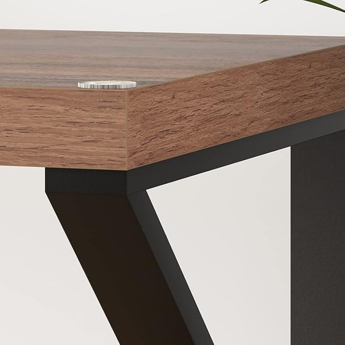HSH Large Computer Desk, Industrial Modern Home Office Desk, Wooden and Metal PC Desk for Work Writing Study Gaming Bedroom, Farmhouse Vintage Computer Table Executive Workstation, Rustic Oak 60 Inch