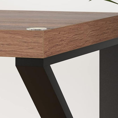 HSH Large Computer Desk, Industrial Modern Home Office Desk, Wooden and Metal PC Desk for Work Writing Study Gaming Bedroom, Farmhouse Vintage Computer Table Executive Workstation, Rustic Oak 60 Inch