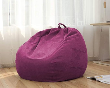 Stuffed Animal Storage Bean Bag Chair Cover (No Beans) for Kids and Adults.Soft Premium Corduroy Stuffable Beanbag for Organizing Children Plush Toys or Memory Foam Extra Large (RoseRed)