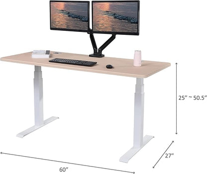 ApexDesk K Series 60" x 27" Electric Height Adjustable Standing Desk with LED Memory Controller (Light Oak)