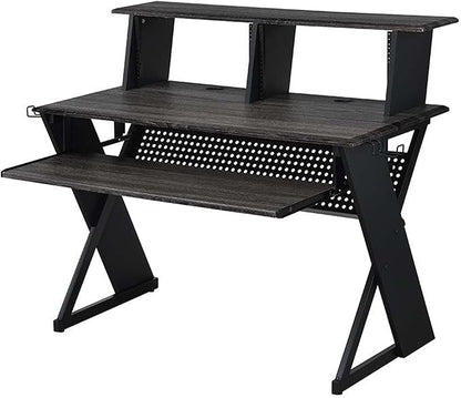 Acme Furniture Rectangular Music Desk Table with Earphone Rack, Black