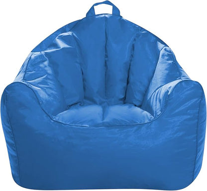 Posh Creations Structured Comfy Bean Bag Chair for Gaming, Reading, and Watching TV, Malibu Lounge, Soft Nylon-Royal Blue