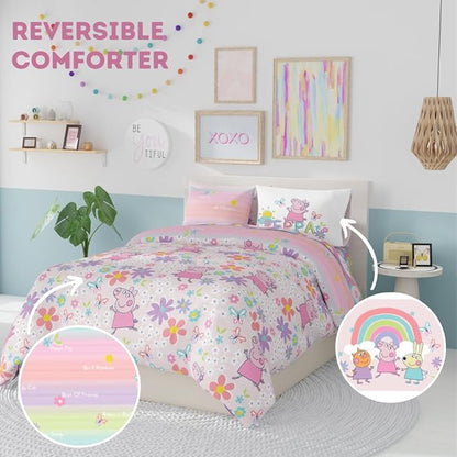 Franco Peppa Pig Kids Bedding Super Soft Comforter and Sheet Set with Sham, 7 Piece Full Size, (Officially Licensed Product)