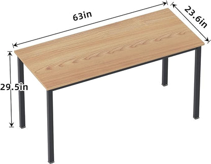 sogesfurniture Computer Desk 63 inches Large Size Office Desk Gaming Desk Computer Table with BIFMA Certification Sturdy Office Desk Writing Desk,Teak with Black Leg BHUS-AC3BB-160