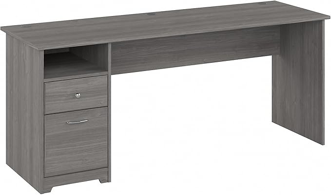 Bush Furniture Cabot Desks for Home Office with Storage and Chrome Hardware | Elegant Computer Table with Drawers, 72W, Modern Gray