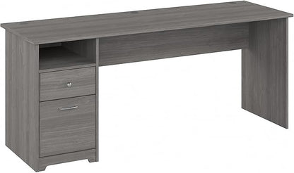 Bush Furniture Cabot Desks for Home Office with Storage and Chrome Hardware | Elegant Computer Table with Drawers, 72W, Modern Gray