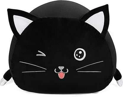 Black Cute Cat Toy Organizers Stuffed Animal Storage Bean Bag Chair for Boys and Girls, Home Game & Recreation Room Kids Furniture Beanbags