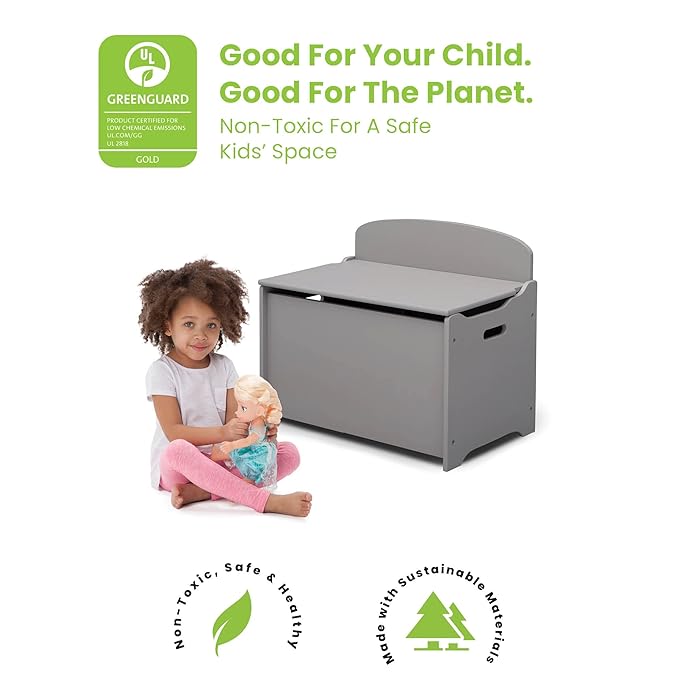 Delta Children MySize Deluxe Toy Box, Grey